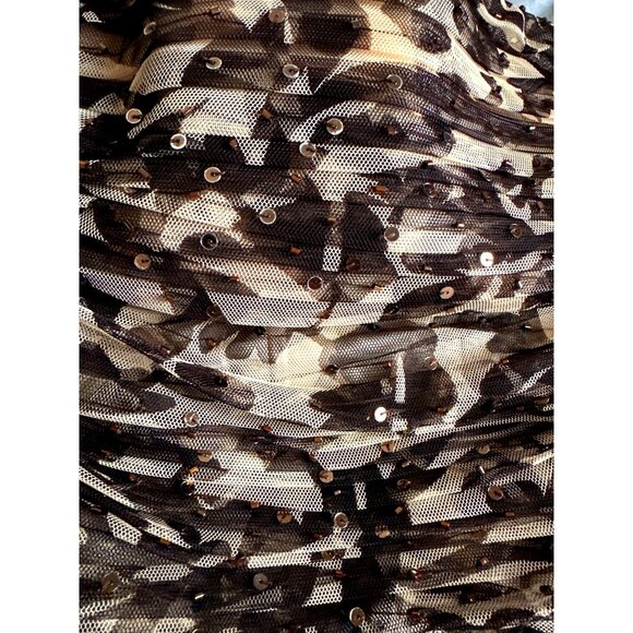 Vintage Y2K BCBGMaxAzria Strapless Dress Medium Petite Mesh Tulle Brown - Picture 4 of 13